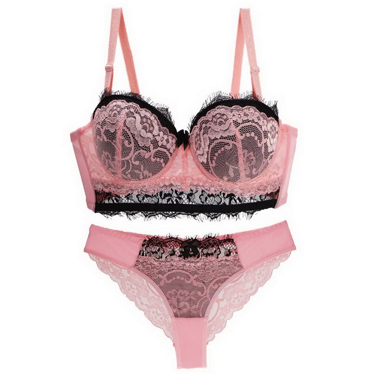 Sexy Women's Lace Bra and Panty Set - Push Up Floral Lace Lingerie with Underwire - Perfect for Valentine's Day & Romantic Nights