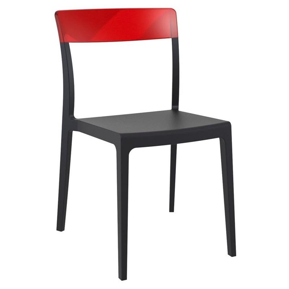 Black & Red Transparent Compamia Flash Patio Dining Chairs (Set of 2) - Modern Outdoor Furniture for Garden, Poolside & Backyard Relaxation
