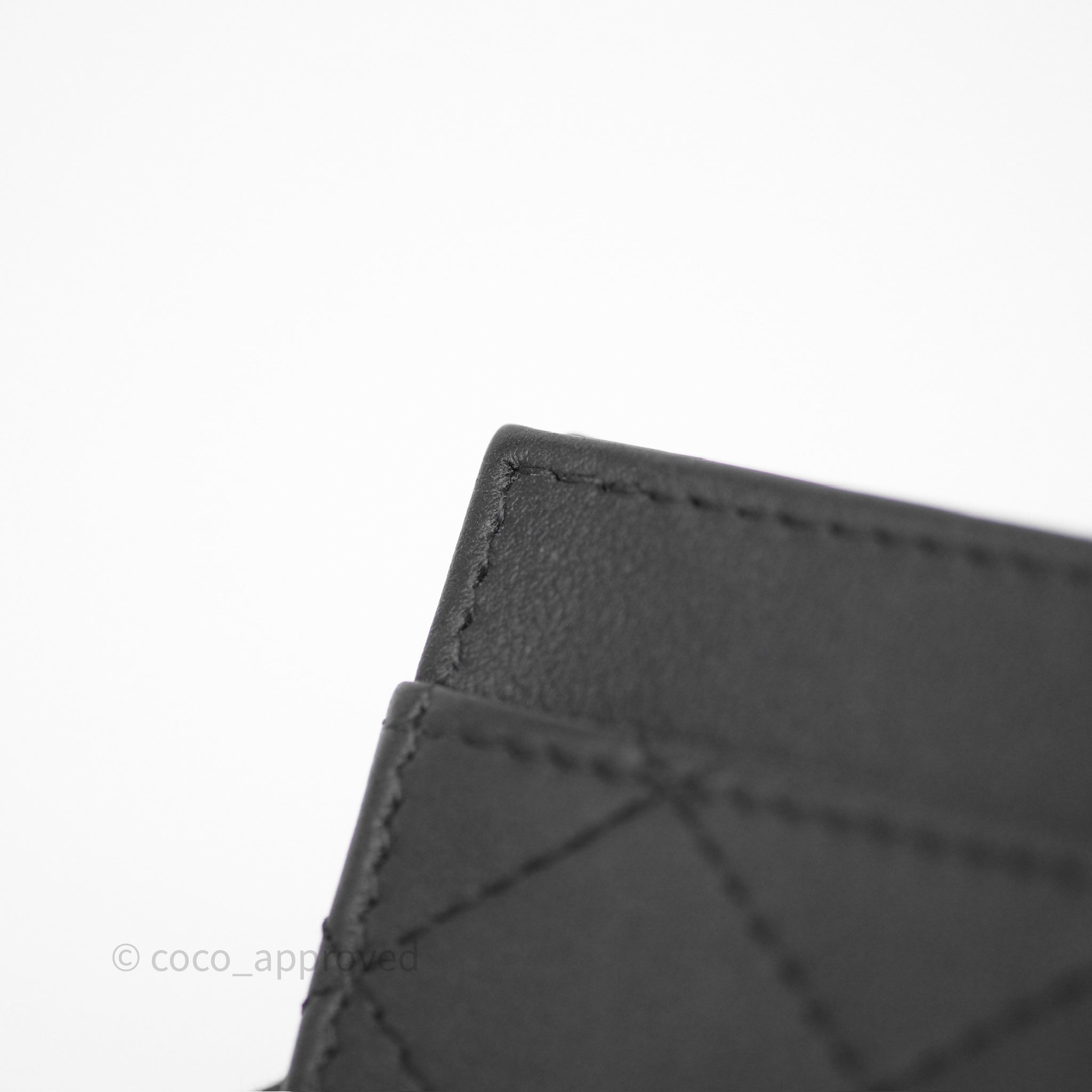 Chanel Quilted So Black Calfskin Card Holder - Luxury Compact Wallet for Credit Cards & ID - Perfect for Everyday Use, Travel & Gifting