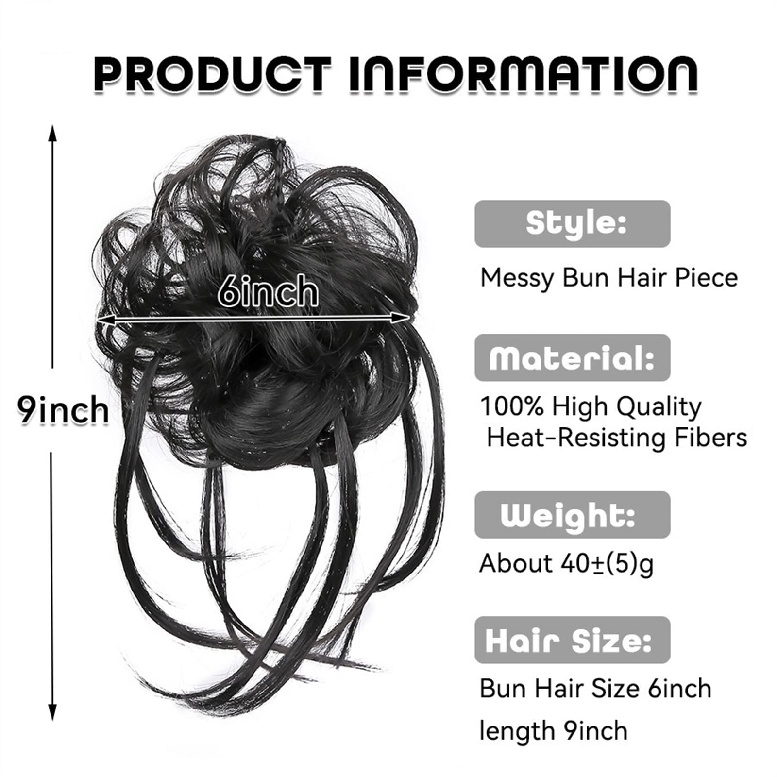 Messy Bun Hair Piece for Women - Synthetic Long Tousled Wavy Hair Bun Extensions | Ponytail Hairpieces with Elastic Band | Perfect for Chignon, Updos & Everyday Hairstyles