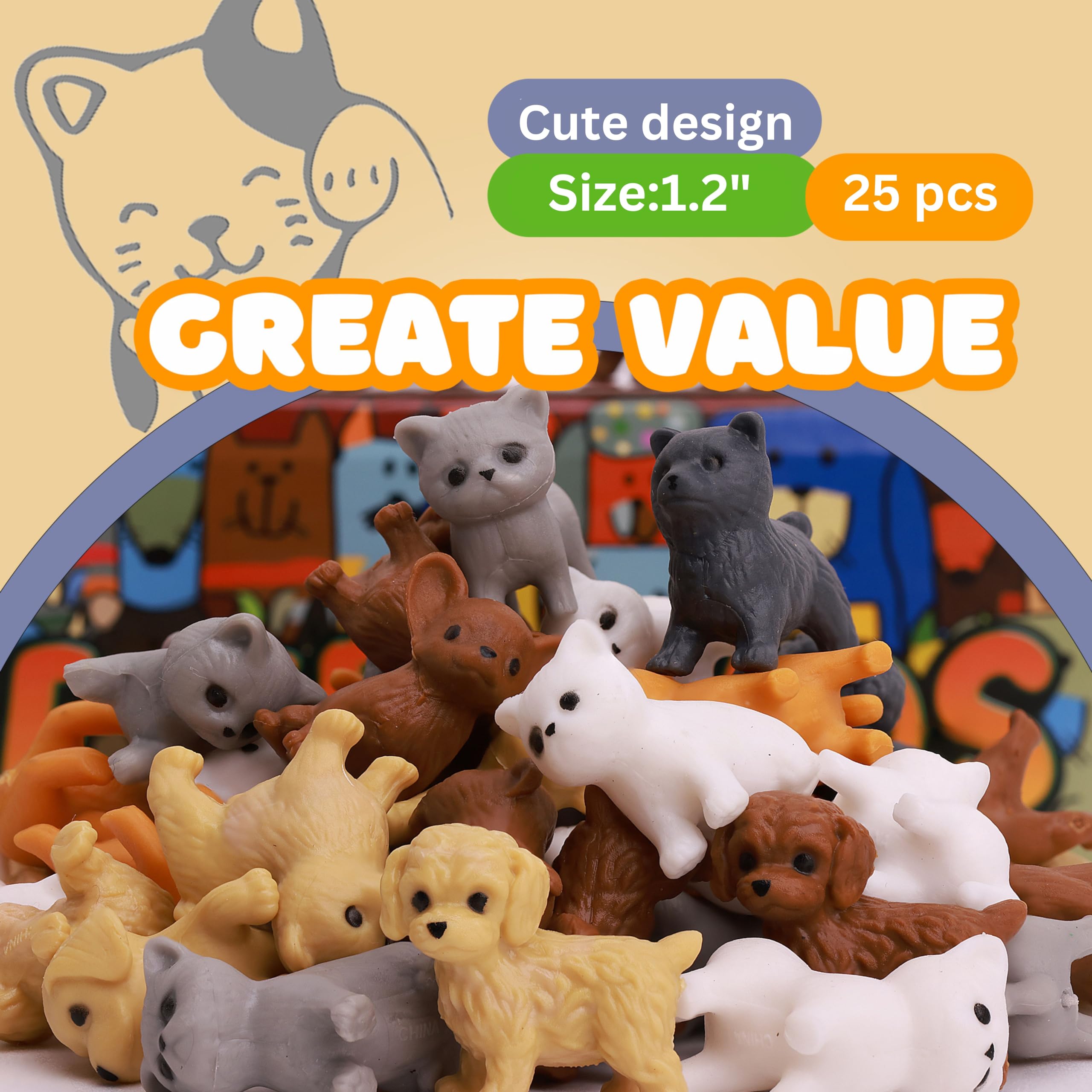 25PCS Mini Plastic Animal Figurines - Small Dog & Cat Toys for Kids Classroom Prizes, Easter Gifts, Party Favors | Bulk Tiny Pet Toys for Sensory Play, Reward System & Collectibles