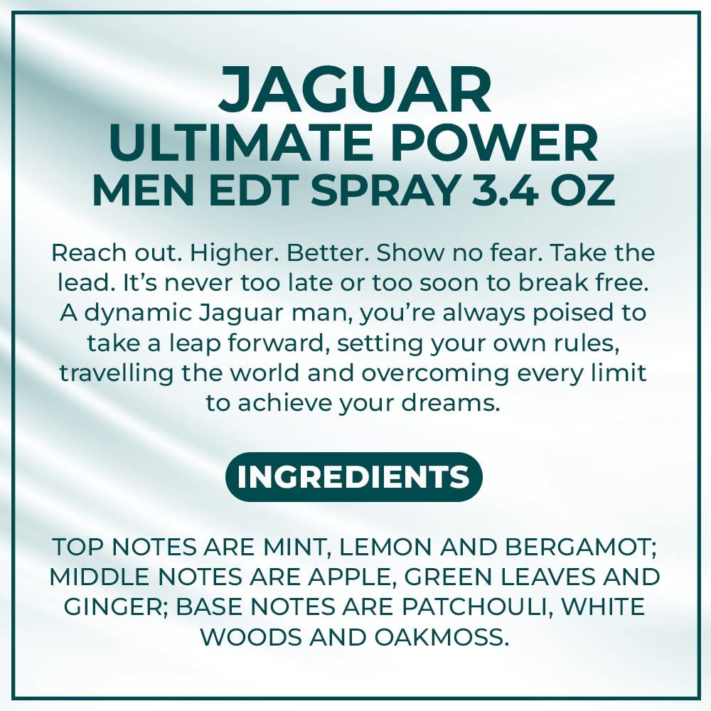 Jaguar Ultimate Power Men's Eau de Toilette Spray - 3.4 oz Cologne for Men | Long-Lasting Fragrance for Day & Night, Work & Special Occasions