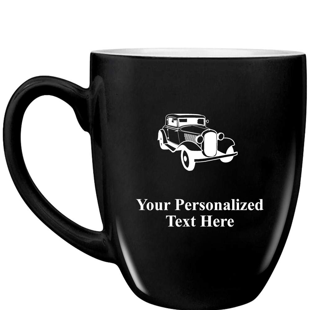 Vintage Car Coffee Mug - 16 oz Black Custom Car Show Gift with Engraving - Perfect for Car Enthusiasts, Fathers Day Gifts & Coffee Lovers - Prime Eligible