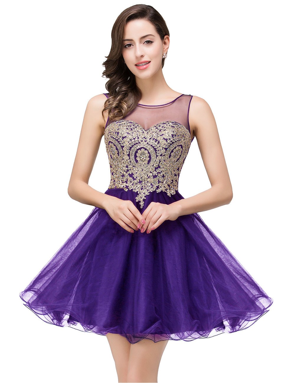 MisShow 2022 Women's Cocktail Dresses with Crystal Applique - Elegant Short Prom Dresses for Party, Wedding & Special Occasions