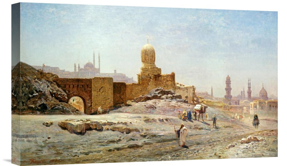 Ernst Korner A View of Cairo - Premium Gallery Wrap Canvas Giclee Wall Art Print - Egyptian Landscape Painting for Living Room, Bedroom & Office Decor