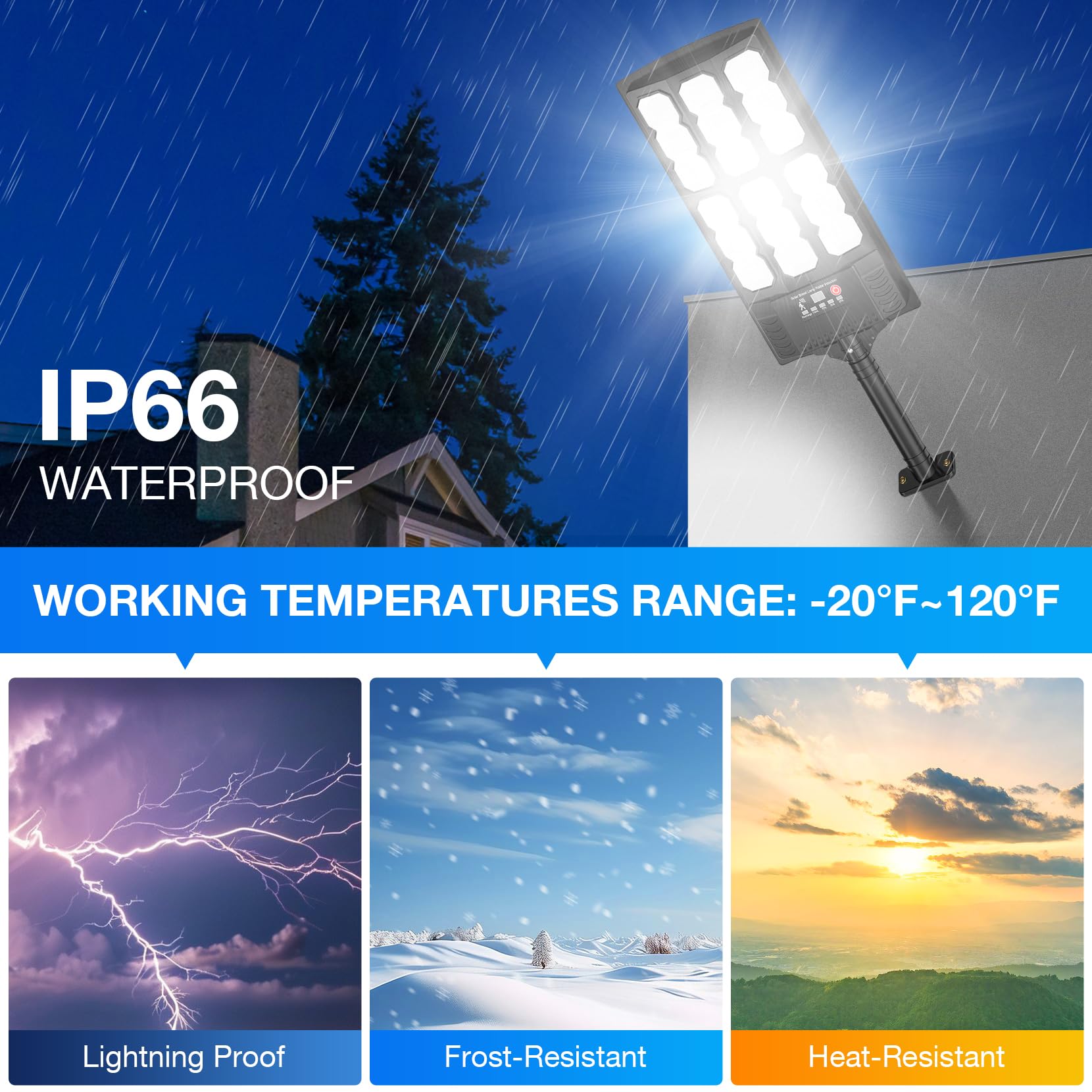20000LM Solar Street Lights Outdoor with Remote Control & Motion Sensor - 2 Pack, Commercial LED Solar Lights for Yard, Garage, Barn, Driveway - Perfect for Energy-Efficient Outdoor Lighting & Security