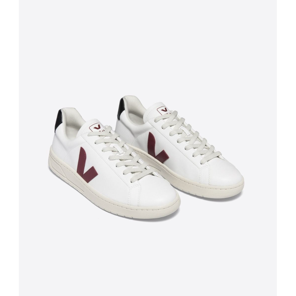 Veja Men's Urca CWL Sneakers - White Marsala & Black | Vegan Leather Casual Shoes for Men | Perfect for Everyday Wear & Sustainable Fashion