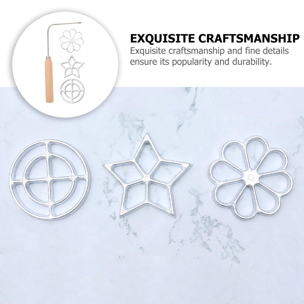 HEMOTON 1 Set Bunuelos Mold with Handle - Rosette & Lotus Flower Cookie Maker, Aluminum Waffle & Achappam Mold Set - Perfect for Making Traditional Rosette Bunuelos, Waffles and Festive Cookies at Home