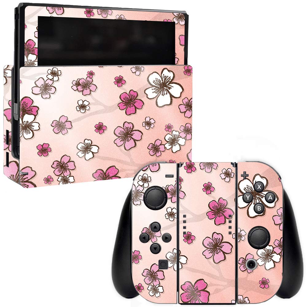 MightySkins Glossy Glitter Skin for Nintendo Switch - Cherry Blossom Design | Protective & Durable Vinyl Cover | Easy to Apply, Remove & Reusable | Made in USA | Perfect for Gaming, Travel & Customization (GL-NISWI-Cherry Blossom)