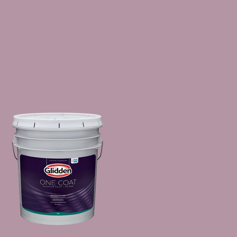 Glidden Exterior Paint and Primer in One - Purple Ashberry Flat Finish, 5 Gallon Bucket | One Coat Coverage for House Siding, Fences & Outdoor Projects