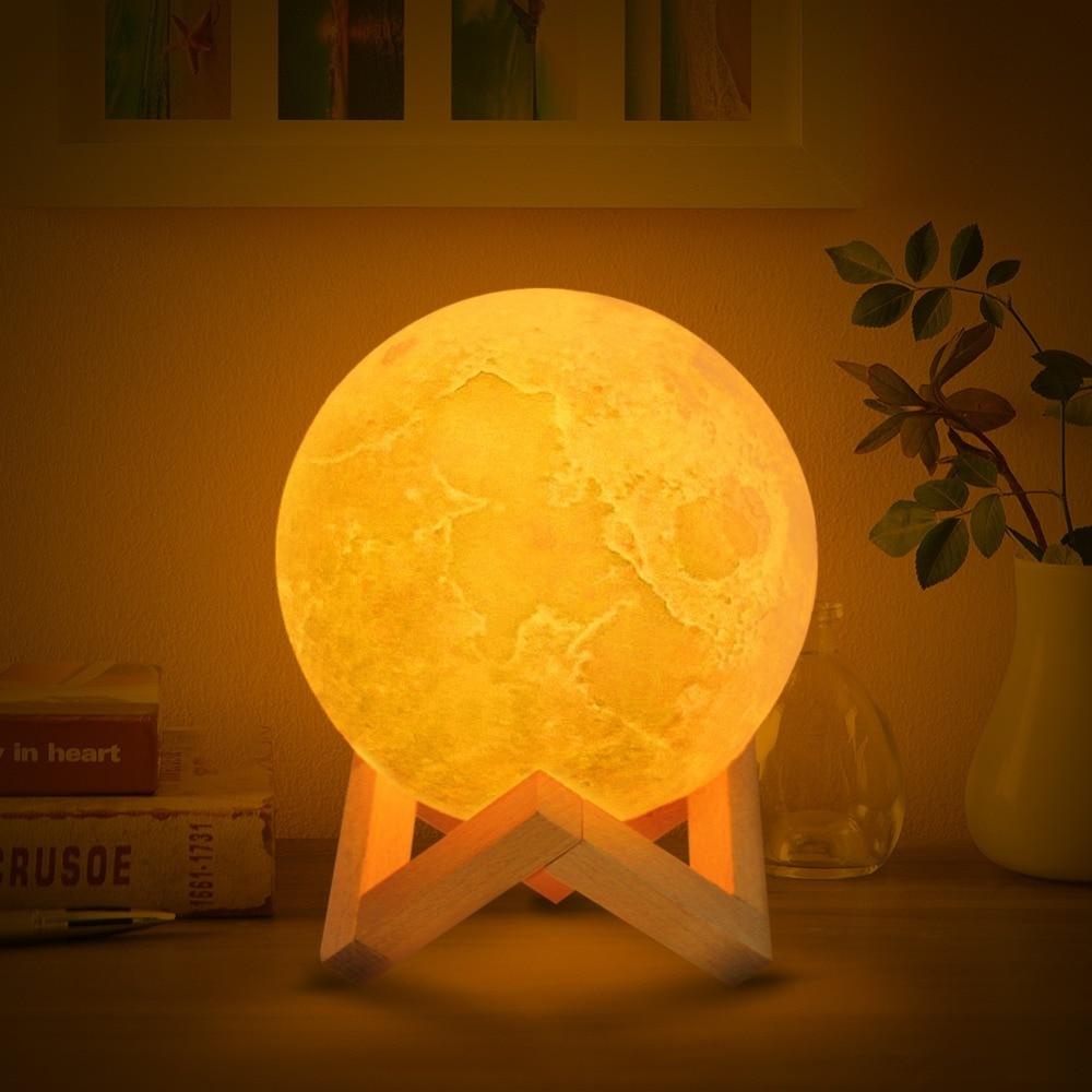 3D Printed Moon Lamp - Christmas Decoration, Night Light for Bedroom, Gift for Kids & Adults, Home Decor for Holidays & Romantic Nights