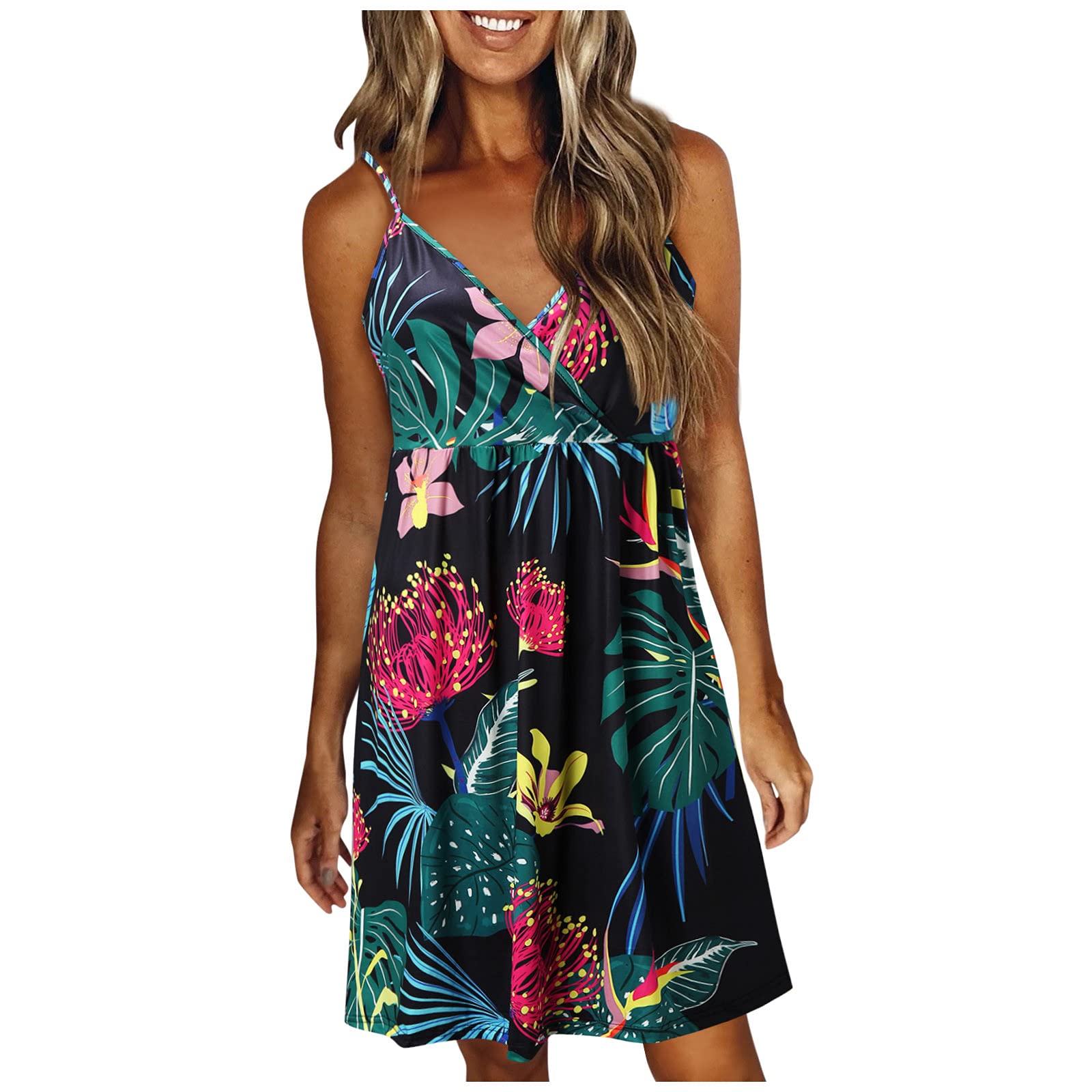 LVOFTJU Women's Backless Casual Straps Sleeveless Beach Dress - Petite Summer Maxi Dresses for Vacation, Pool Party & Date Night