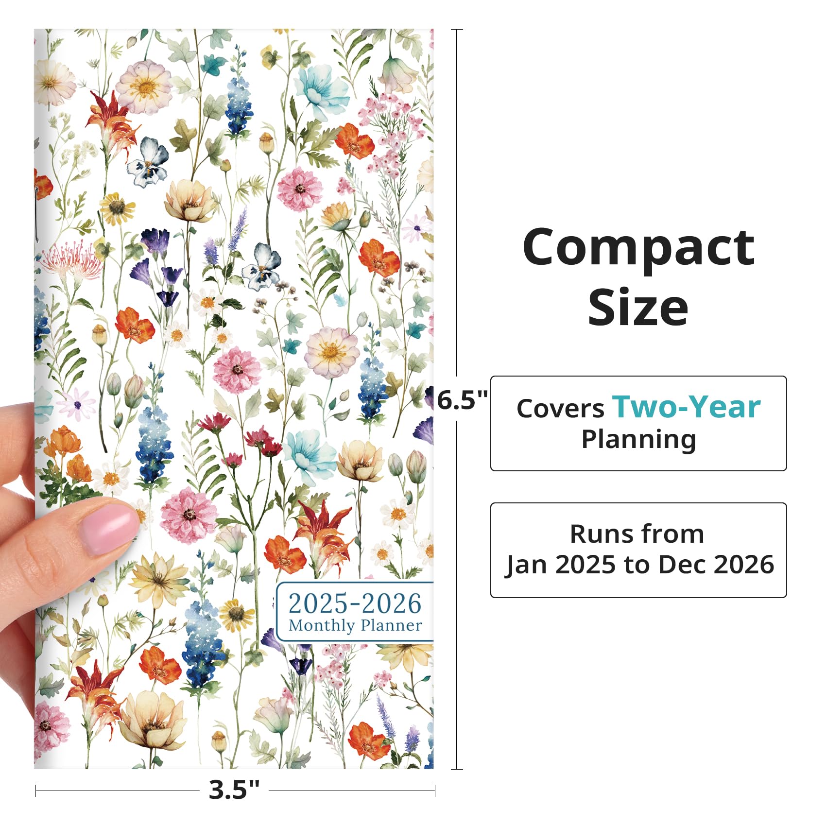 2025-2026 Pocket Calendar for Women - Two Year Monthly Planner (Jan 2025-Dec 2026), Compact 6.5