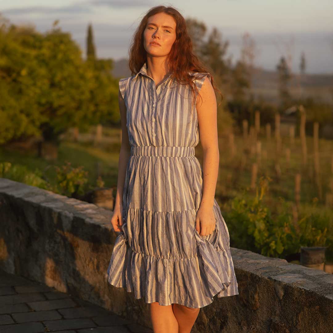 Eden Women's Blue Floral Summer Dress - Lightweight & Comfortable for Beach, Vacation, and Casual Outings