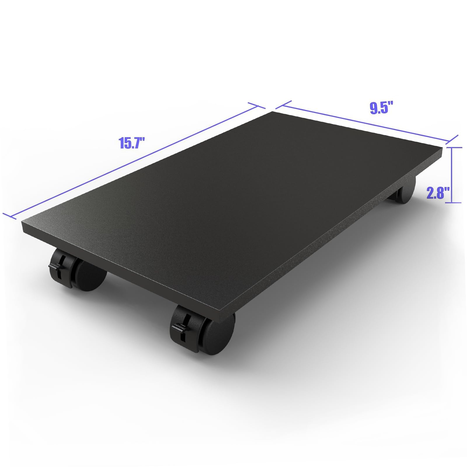 CPU Stand with 4 Caster Wheels - Mobile Computer Tower Holder for PC, Printer & Home Office Use - Perfect for Computer Towers, Planters & Pet Bowls (Black)