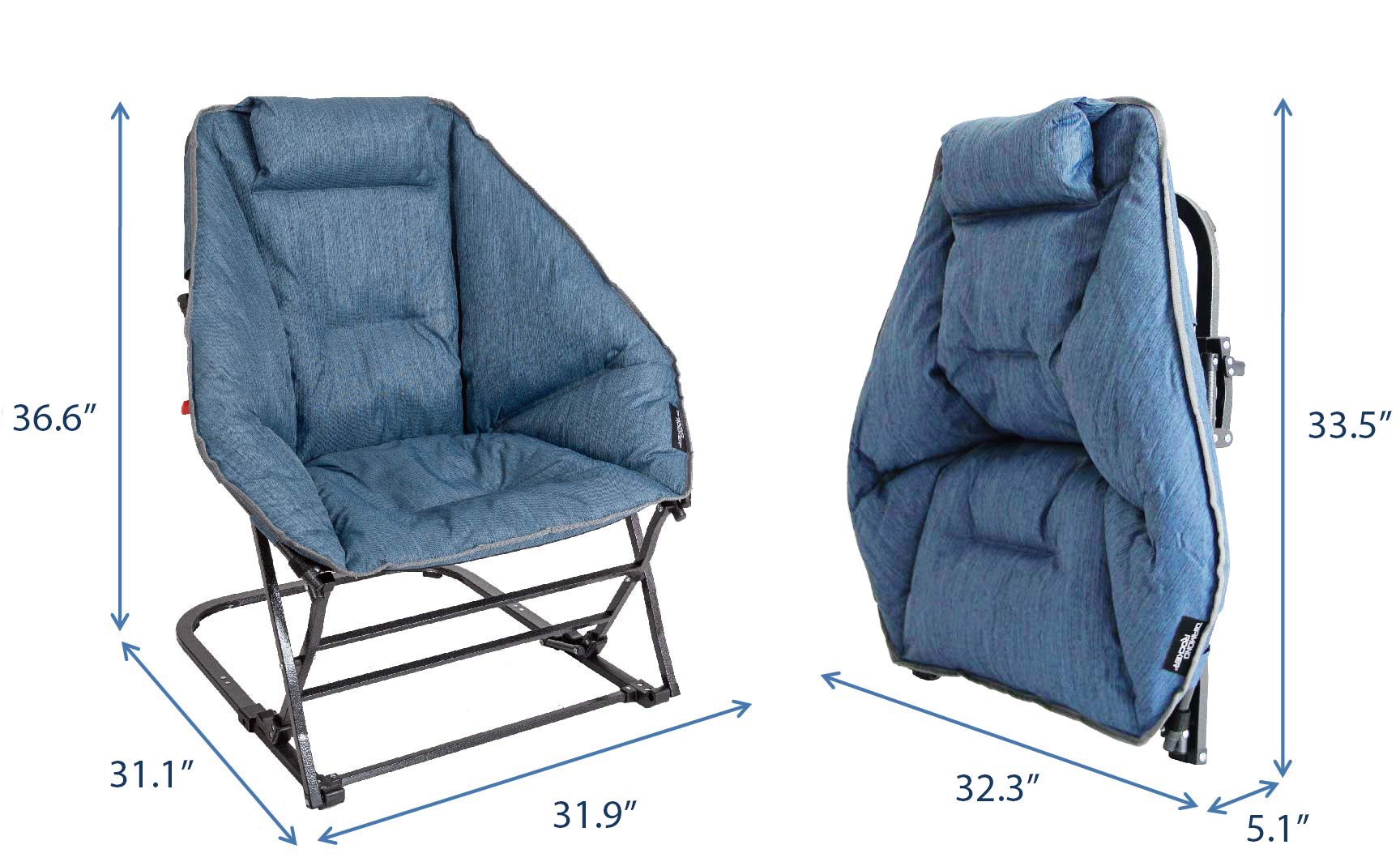 Mac Sports Diamond Rocker Chair with Cushion - Portable Folding Camping Chair for Outdoor, Beach, Picnic, Backyard, and Tailgating - Lightweight & Comfortable Lawn Chair for Adults