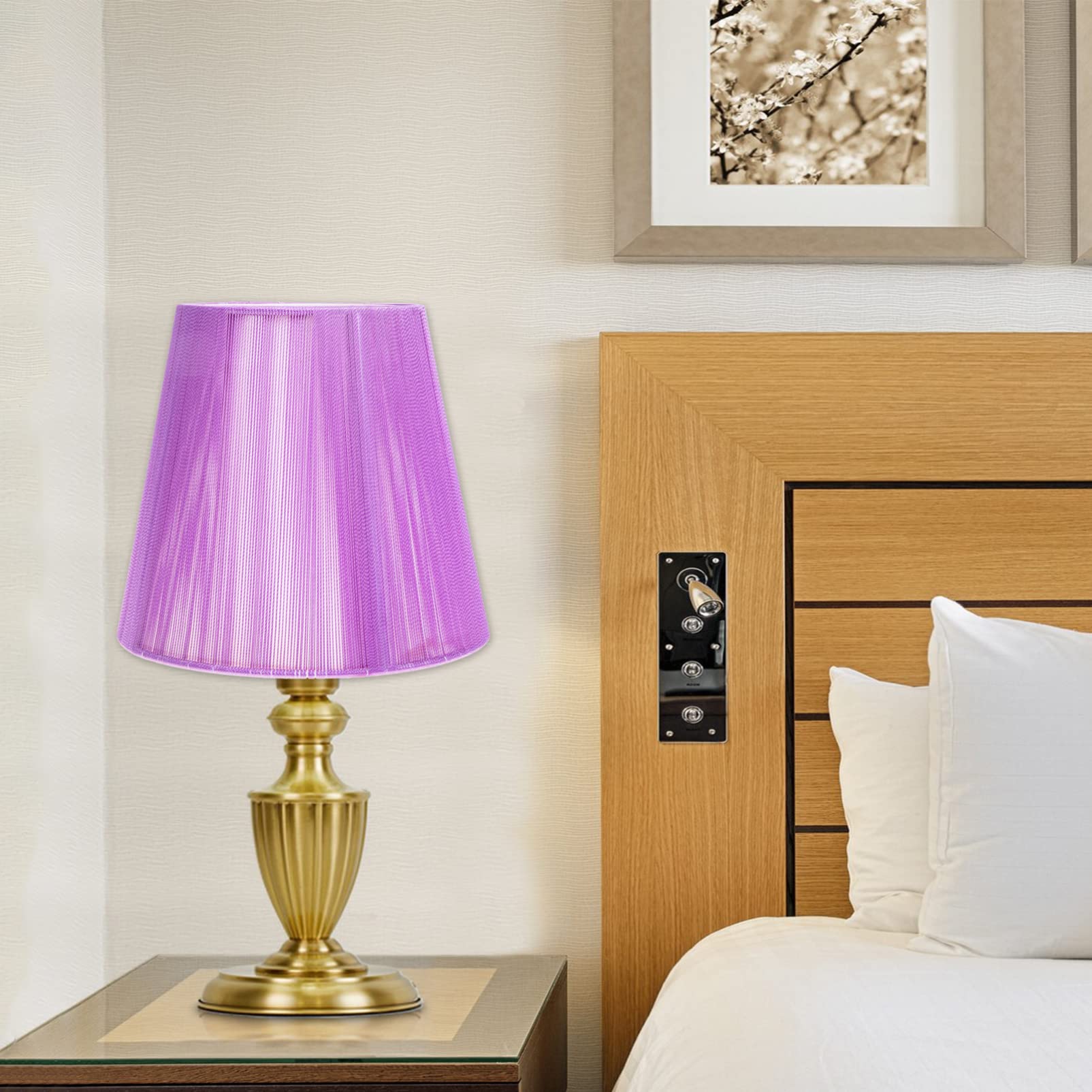 E14 Clip On Lampshade - Fabric Table Lamp Cover, Chandelier Shade, Hanging Light Protector & Bulb Cage Guard for Floor, Wall & Pendant Lights (Lavender) - Perfect for Bedroom, Living Room & Dining Room Lighting Decor