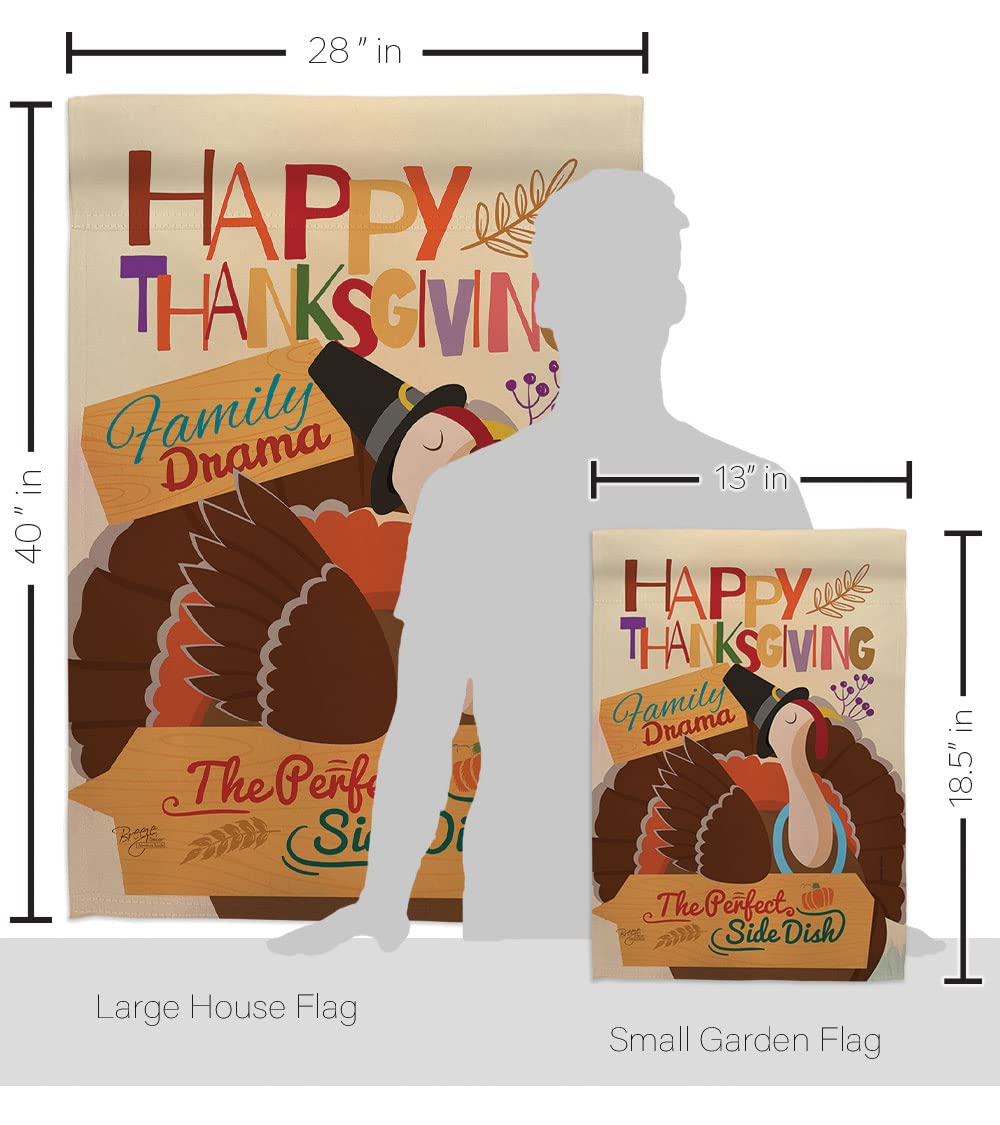 Breeze Decor S113058-BO Fall Thanksgiving Decorative Vertical Flags Set - Thick Fabric Large & Small Seasonal Banner for Home Porch, Yard, and Holiday Party Decorations