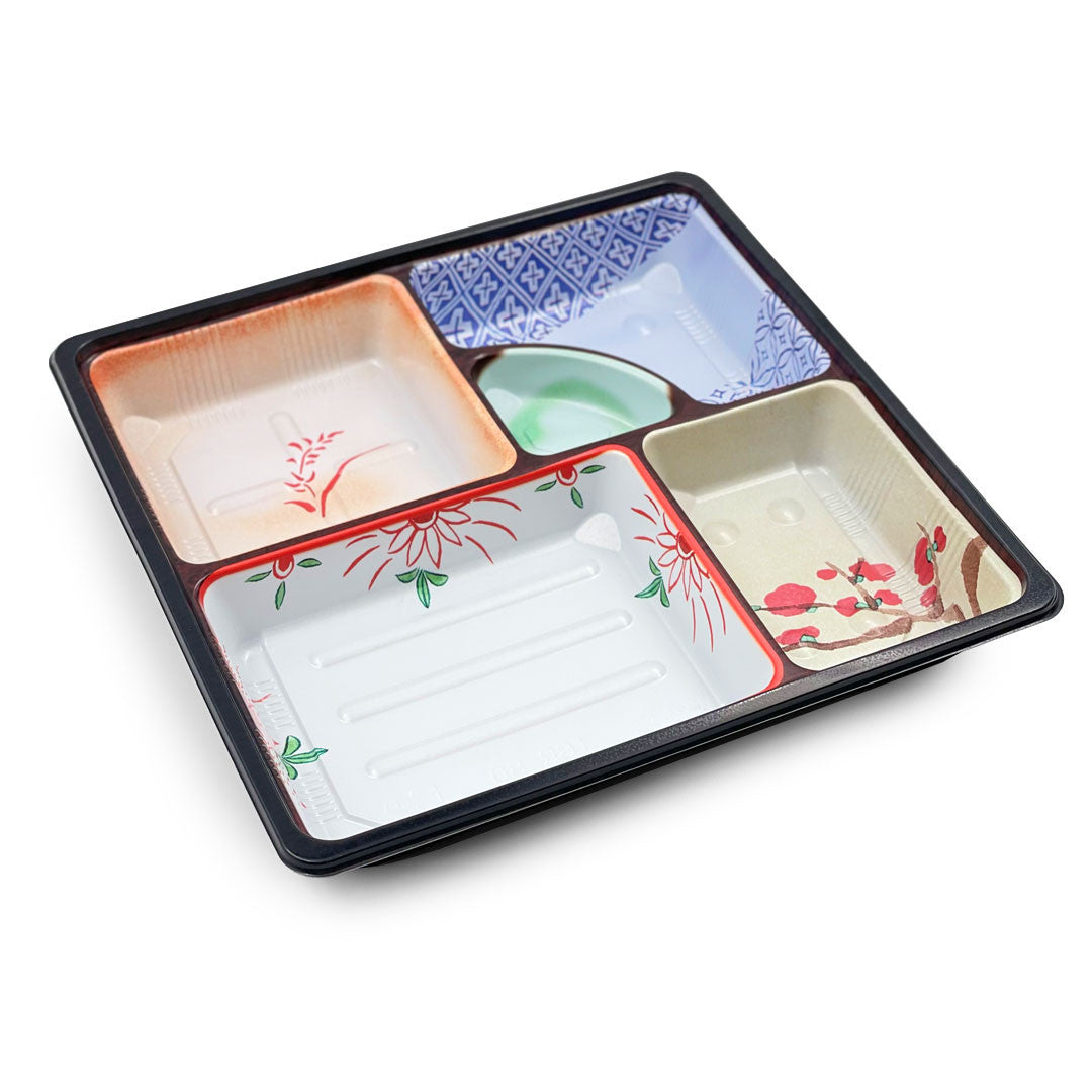 Colorful Printed PP 4-Compartment Takeout Bento Box 9.5