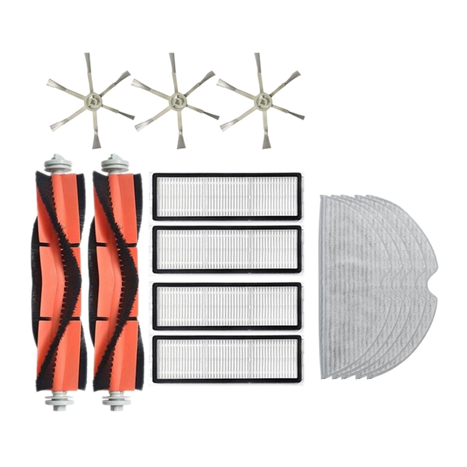 LANGYA 15-Piece Replacement Parts Kit for Xiaomi Mijia 2C Robot Vacuum - Includes Main Brush, Side Brushes, Filters & Mop Cloth - Compatible with Home Cleaning Robots (As Shown) - Perfect for Regular Maintenance & Deep Cleaning