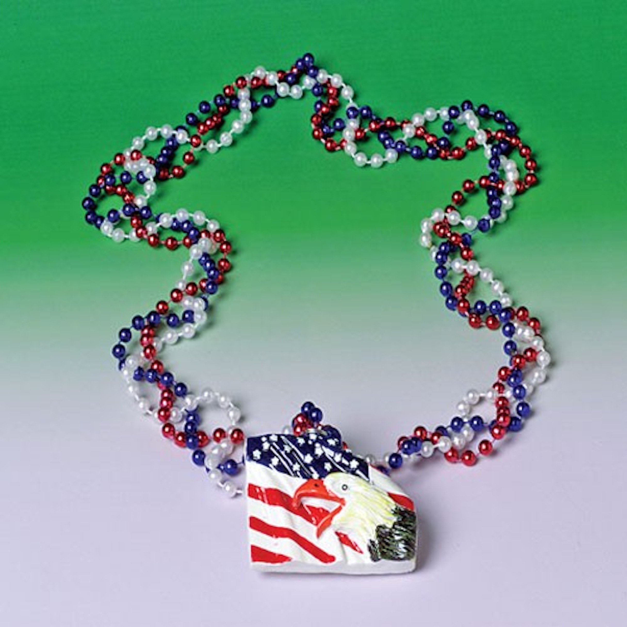 Patriotic Eagle Beaded Necklace - 33