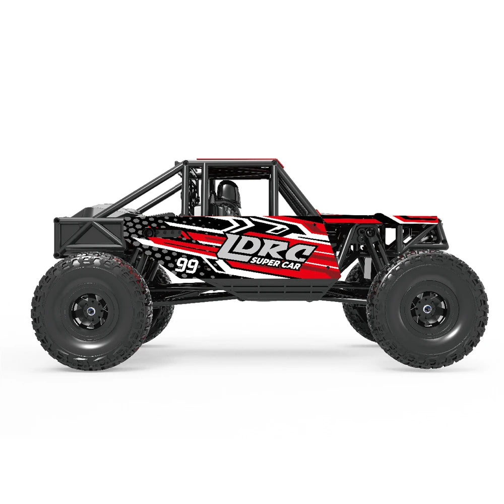 1/18 Scale LDRC 18499 4WD Remote Control Rock Crawler RC Car with Pipe Rack, LED Lights & Straight Axle - Off-Road Crawling, Trail Adventure, Backyard Racing for Adults and Kids