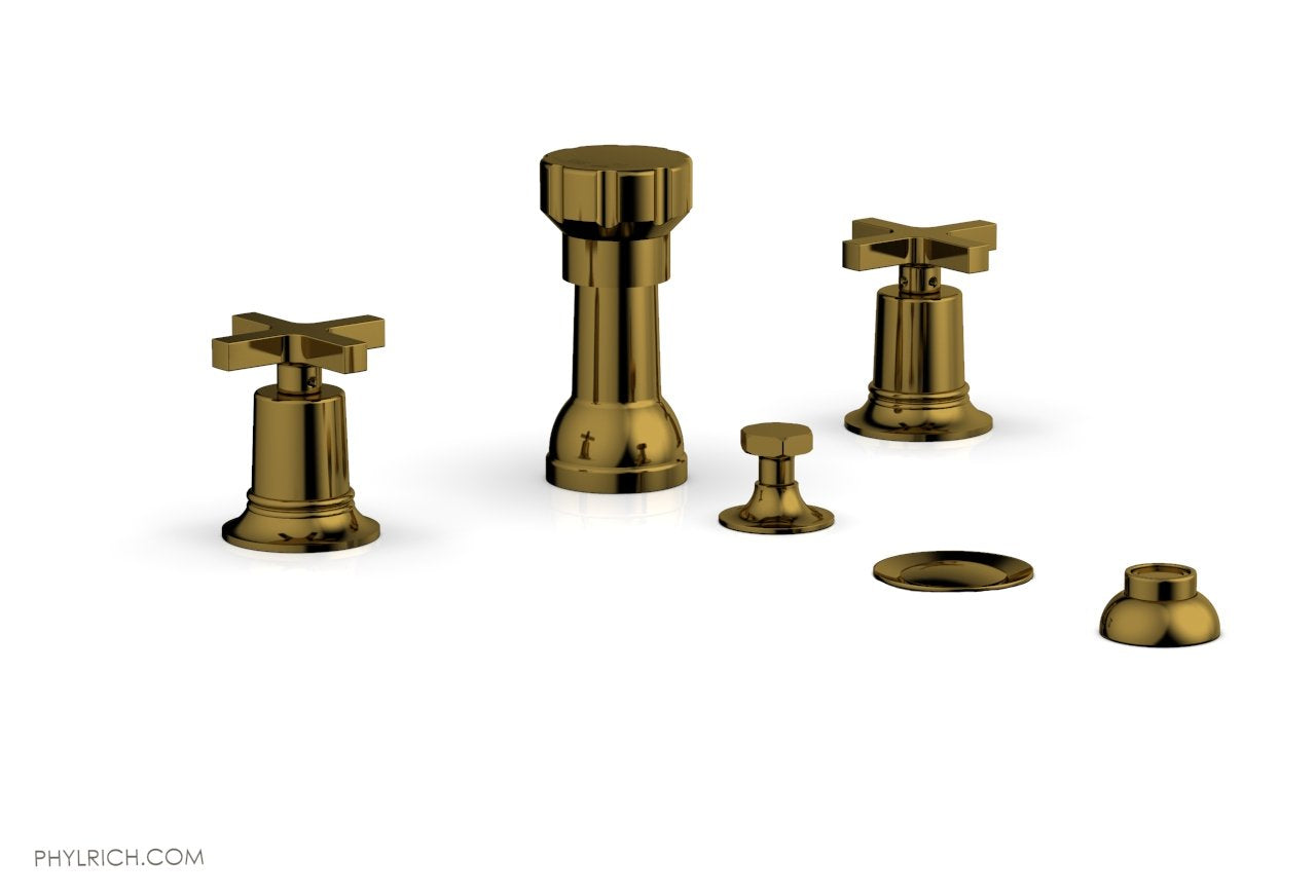 HEX MODERN 4-Hole Bidet Faucet Set with Cross Handles - Model 501 60 - Perfect for Modern Bathroom Renovations & Spa-Like Experience