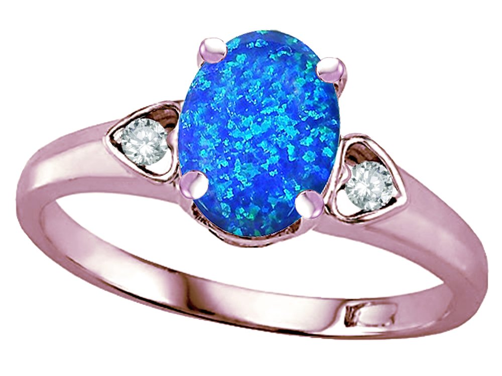 14kt Gold Blue Opal Love Promise Ring for Women | Oval 8x6mm Created Opal Engagement Ring | Perfect for Anniversaries, Proposals & Romantic Gifts