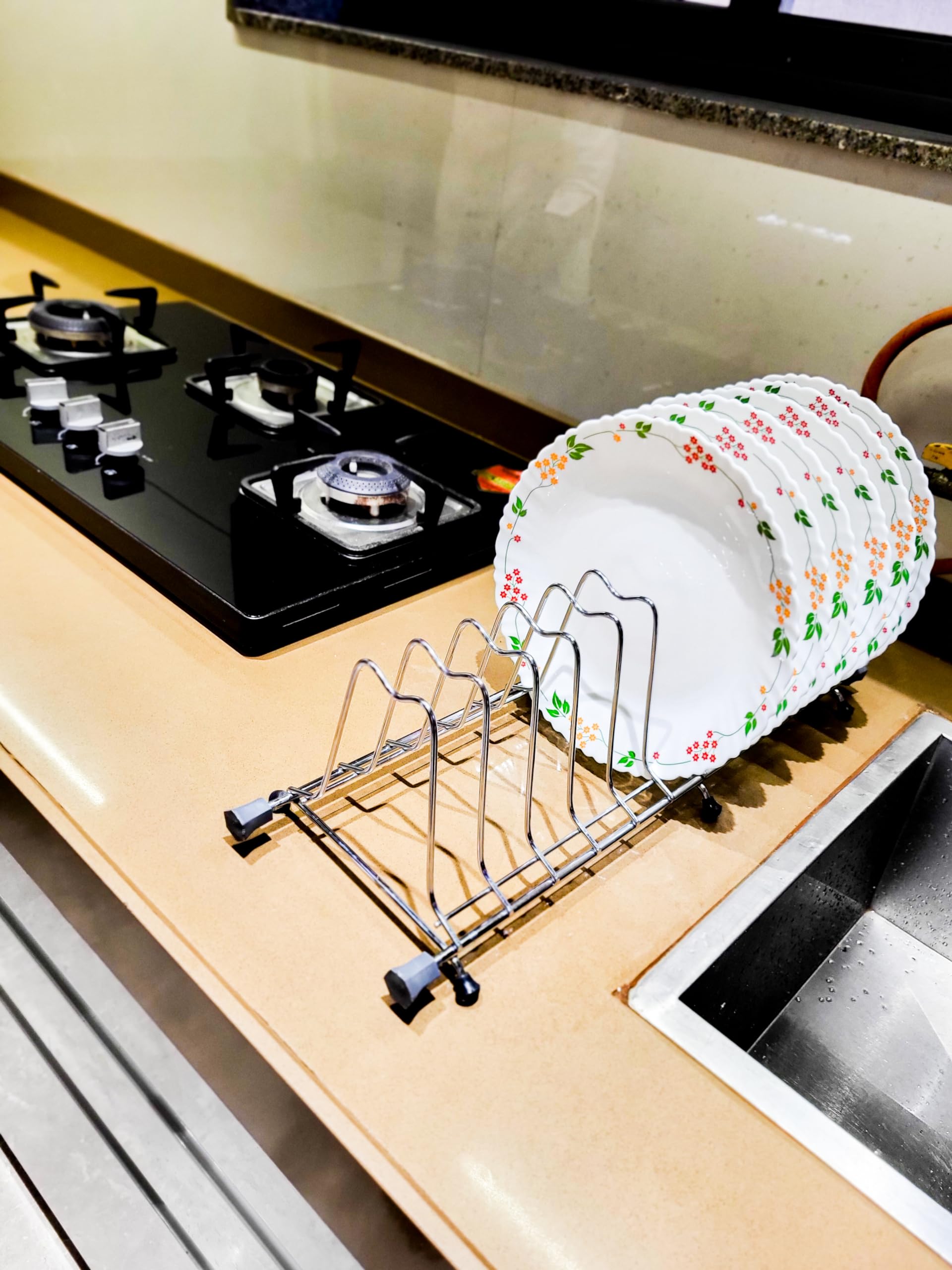 Stainless Steel Plate Rack for Kitchen Cabinet - Dish Organizer & Plate Holder - Space Saving Kitchen Storage Solution for Plates, Bowls and Cutting Boards - Perfect for Pantry, Cabinet or Countertop Organization