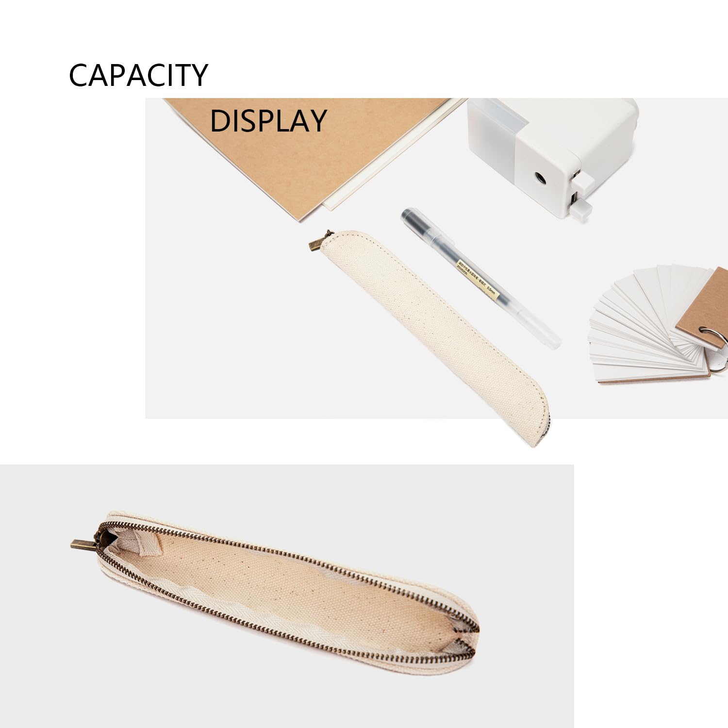 Simple Mini Canvas Pencil Case for Apple Pencil - Pure Color Makeup Pouch & Pen Organizer (Beige, Small) - Perfect for School, Office & Travel Accessories