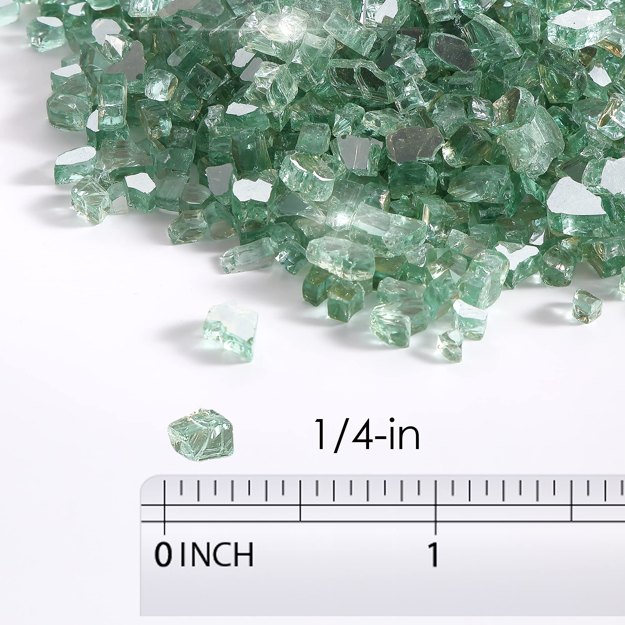 Empava 10 lbs. 1/4-inch Reflective Tempered Glass for Gas Fire Pit, Radiant Jade Green - Perfect for Outdoor Patio, Backyard, and Garden Decor