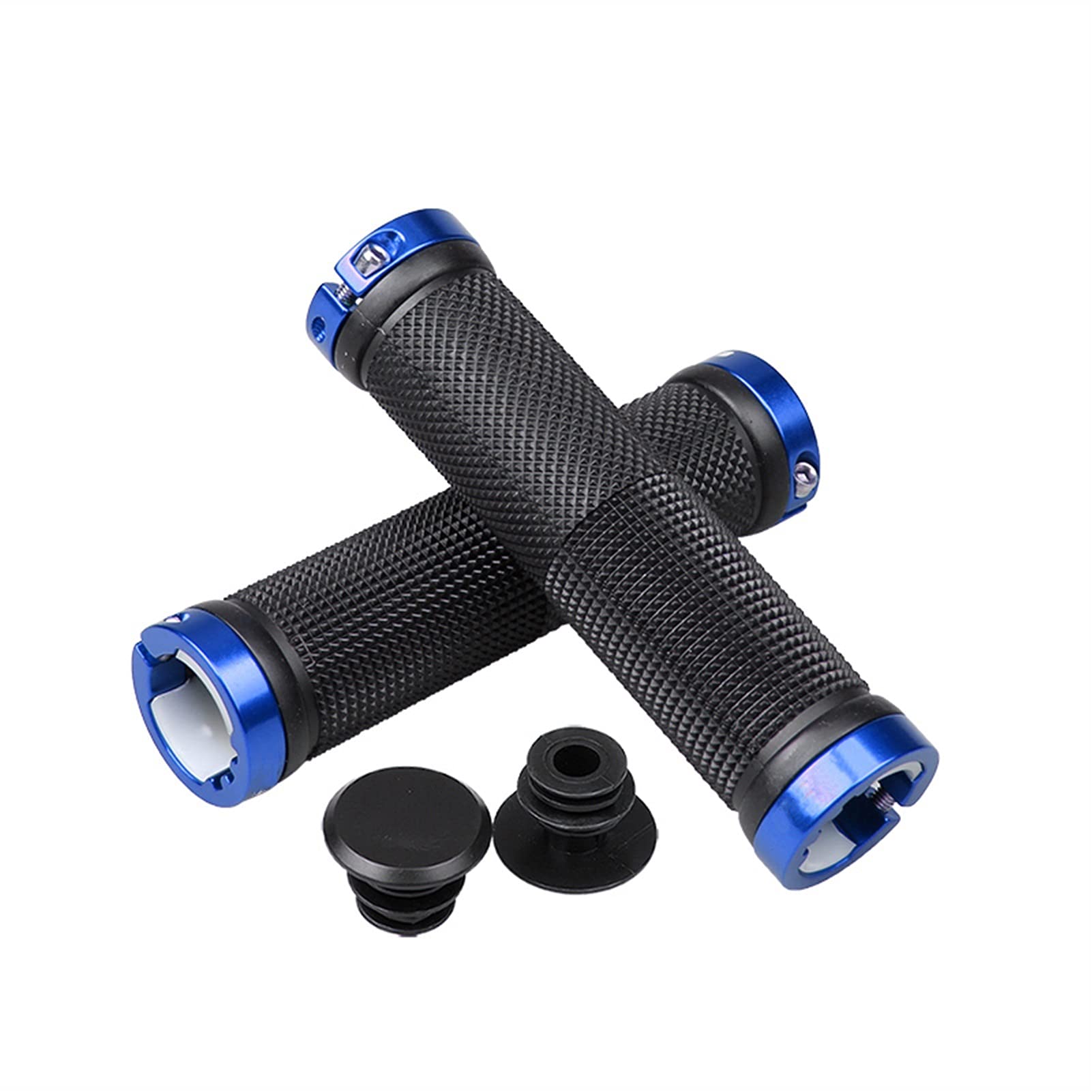 **HuaShslt Anti-Skid Lock-On Bicycle Handlebar Grips - 1 Pair, MTB & Road Bike Grips, Non-Slip Rubber Grip for Mountain & Cycling Bikes (Blue) - Perfect for Off-Road Trails, Commuting & Long-Distance Rides**