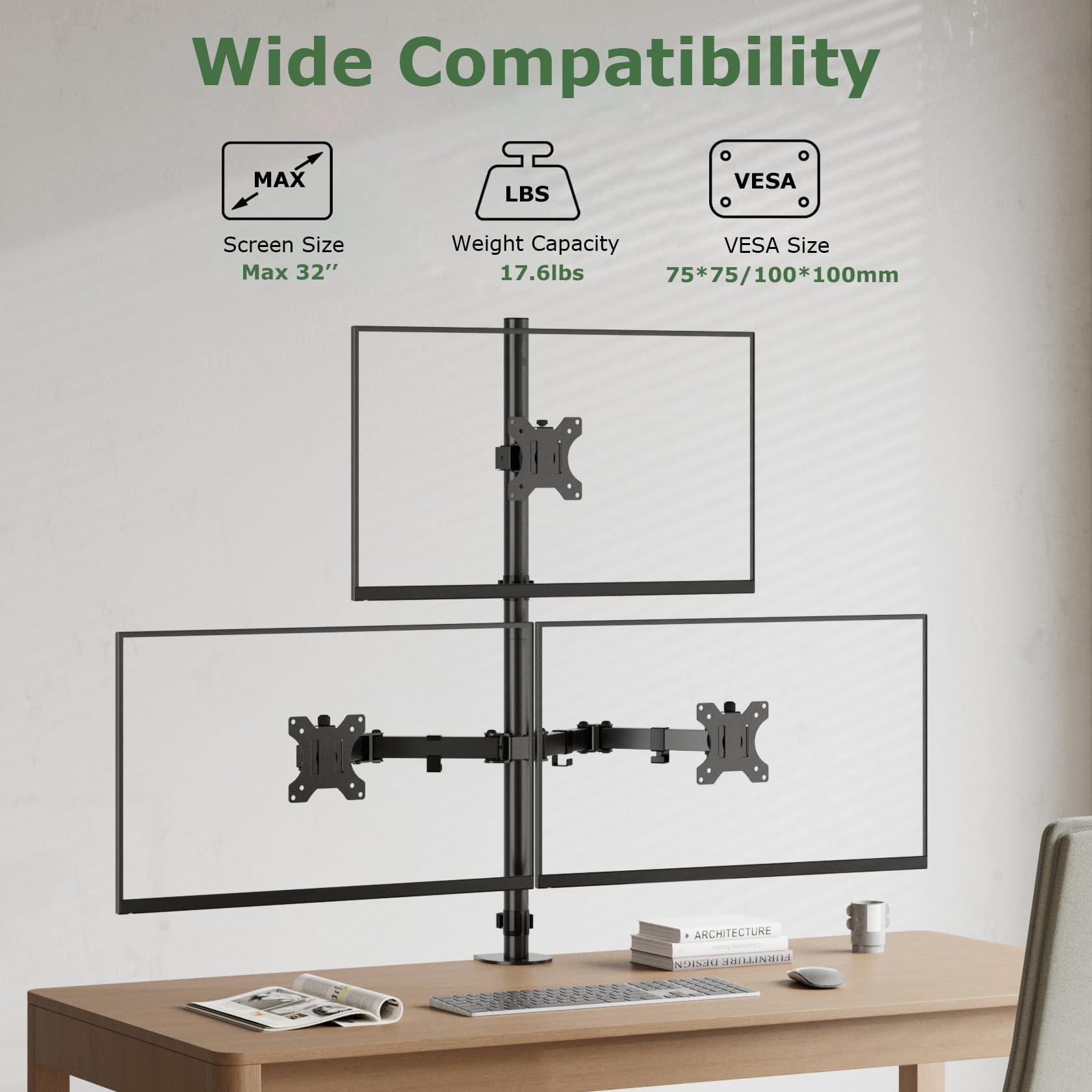 Triple Monitor Stand for 17-32