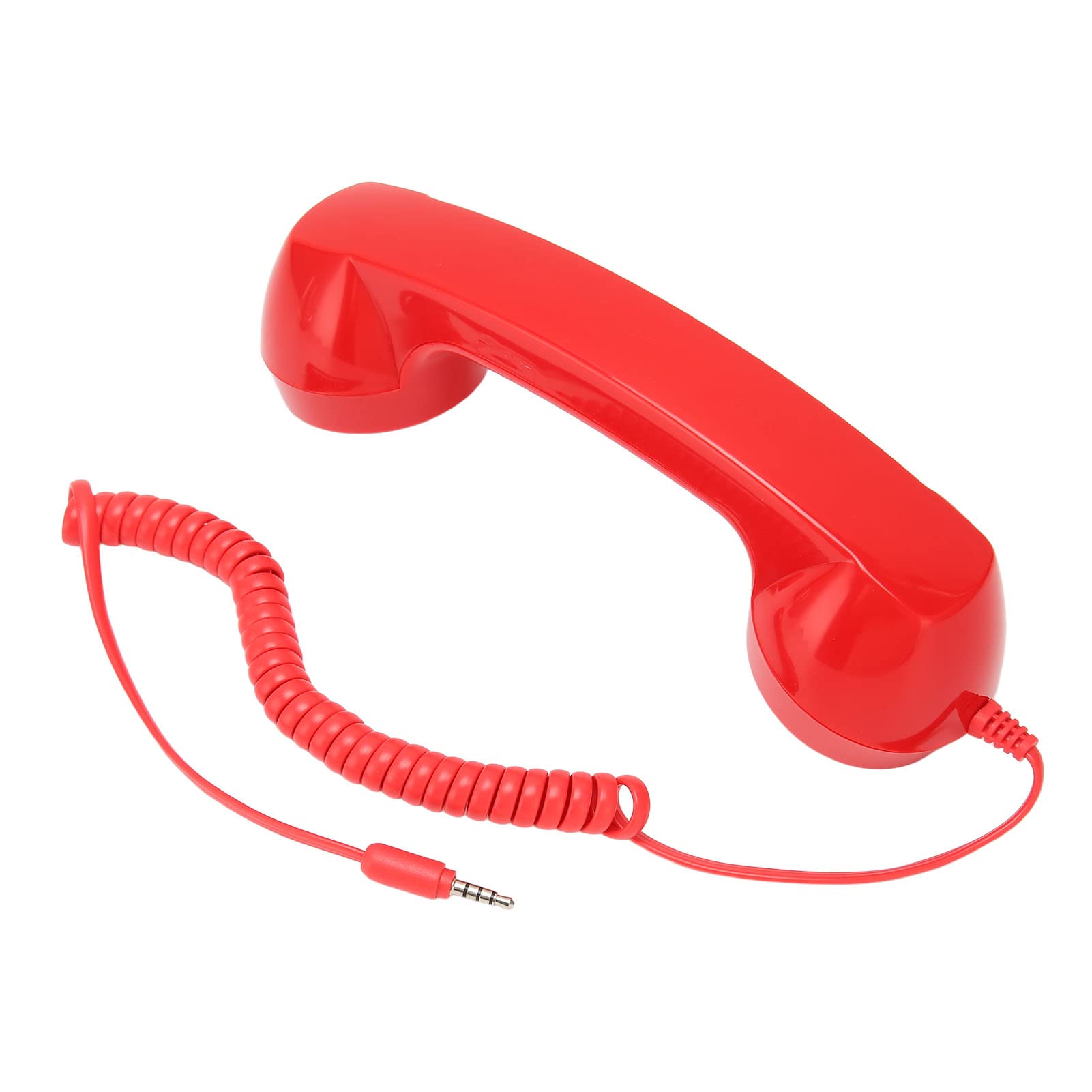 Vintage Retro Phone Handset with 3.5mm Jack - Radiation Proof Mobile Phone Receiver for iPhone Android Smartphones & Computers - Perfect for Office, Home & Gaming (Red)