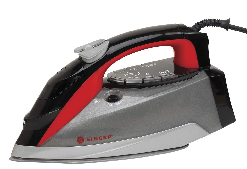SINGER SteamLogic Plus 7070 Steam Iron - 1775W Powerful Steam Output, 45 Min Continuous Steam, 300ml Water Tank - Perfect for Home & Professional Garment Care (Red)