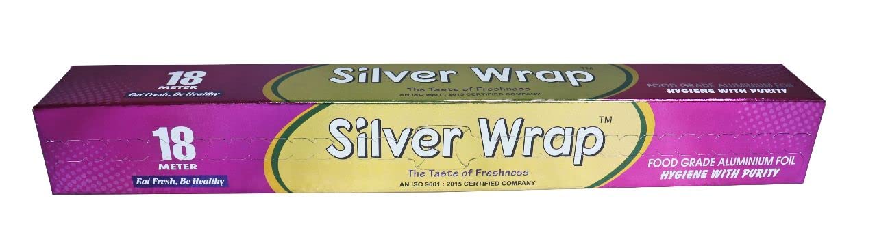 Premium Silver Aluminum Foil for Food Packing, Cooking & Baking - 30cm Wide, 11 Microns Thick, Keeps Food Fresh & Warm | Ideal for BBQ, Meal Prep, Leftovers Storage & Picnics | Super Saver Family Pack (18 Meters x 2 Rolls)