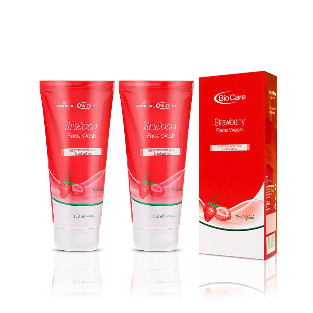 GEMBLUE BioCare Strawberry Face Wash - 150ml | Natural & Gentle Cleanser for Glowing Skin | Perfect for Daily Skincare Routine & Sensitive Skin Types