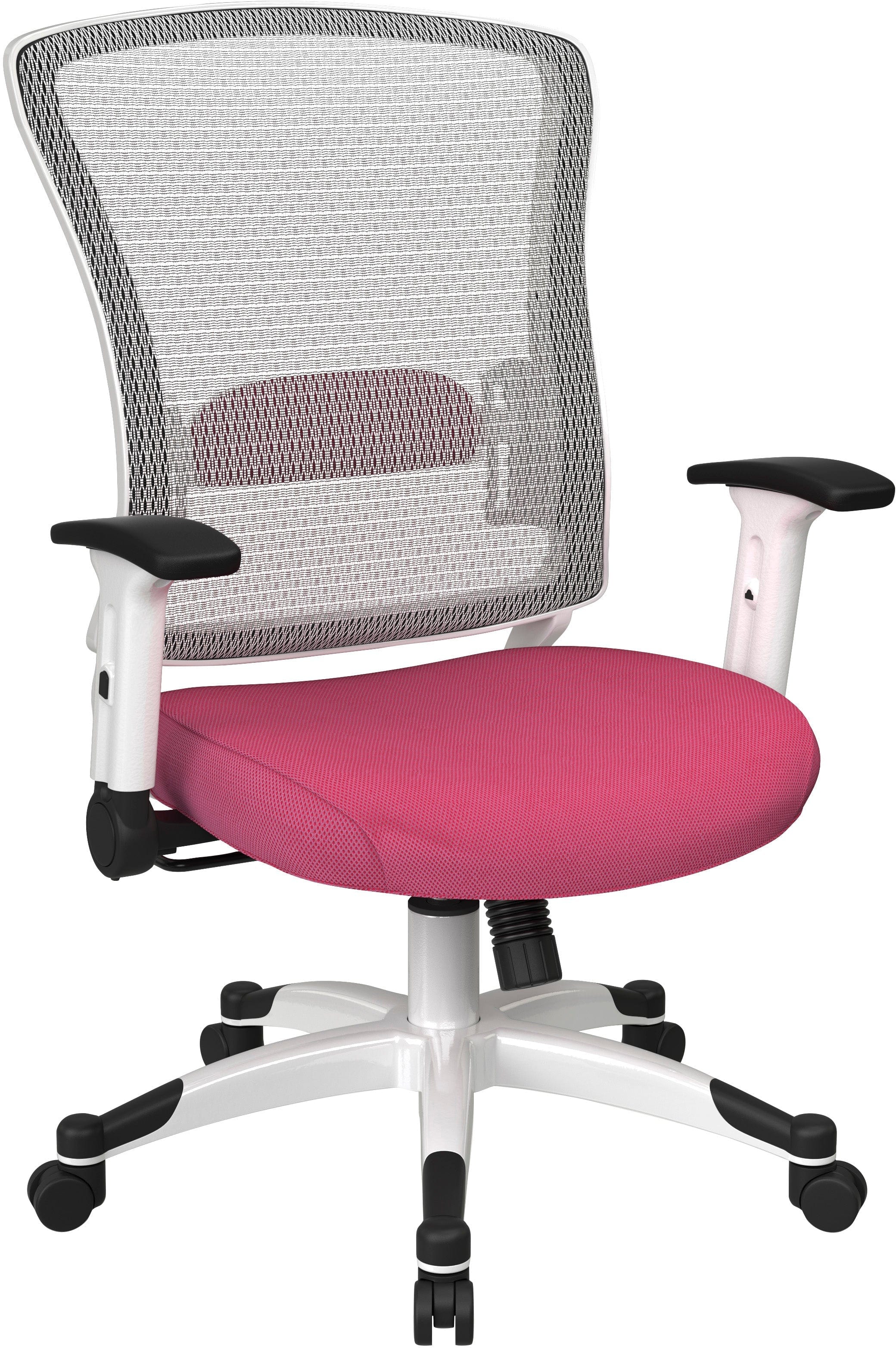 Office Star White Frame Managers Chair - Ergonomic Mesh Back, Adjustable Height, Fun Colors (317W W1C1F2W) - Perfect for Home Office, Conference Rooms & Executive Workspaces
