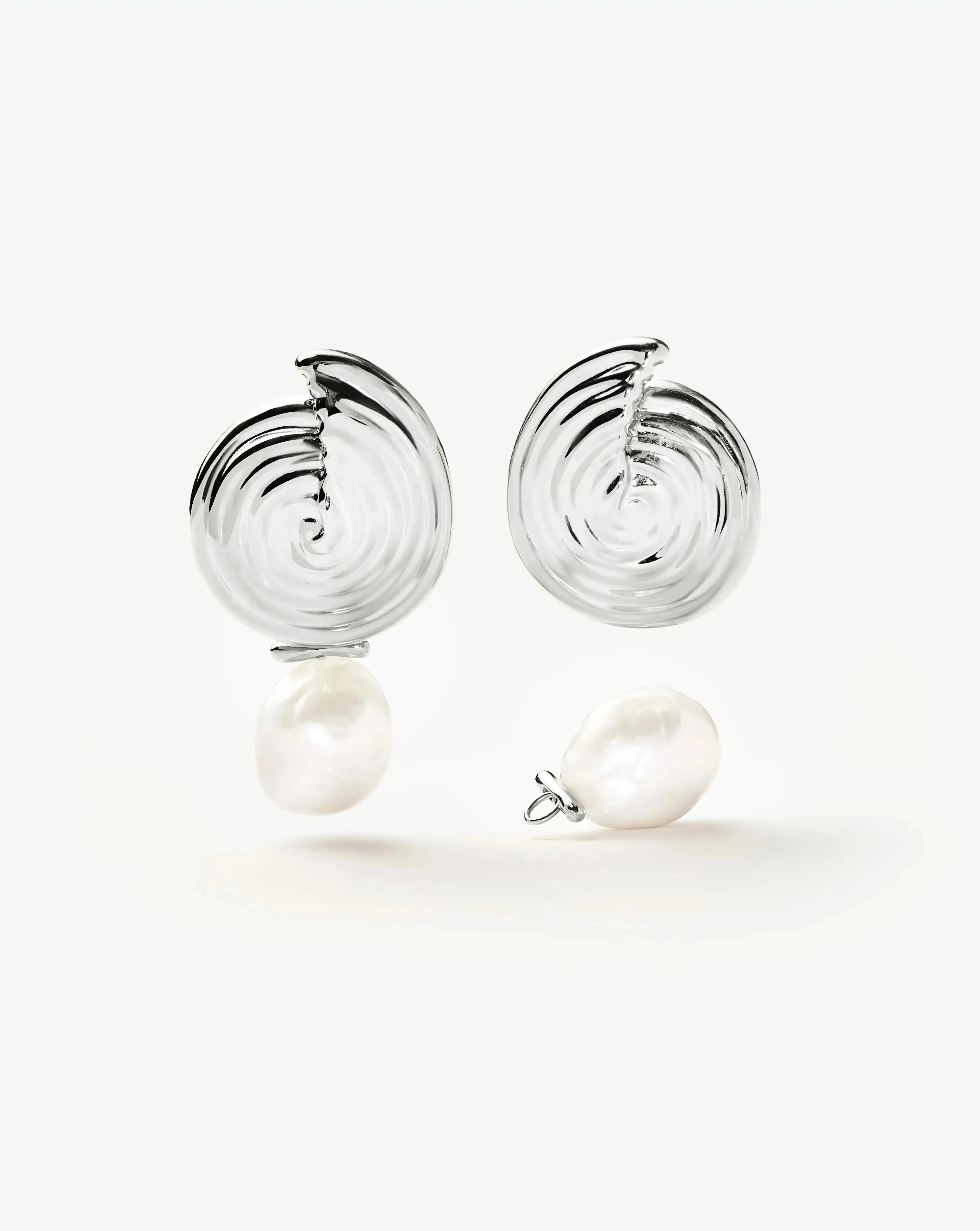 Elegant Spiral Detachable Pearl Drop Earrings for Women - Silver Plated Dangle Earrings | Perfect for Weddings, Parties & Special Occasions