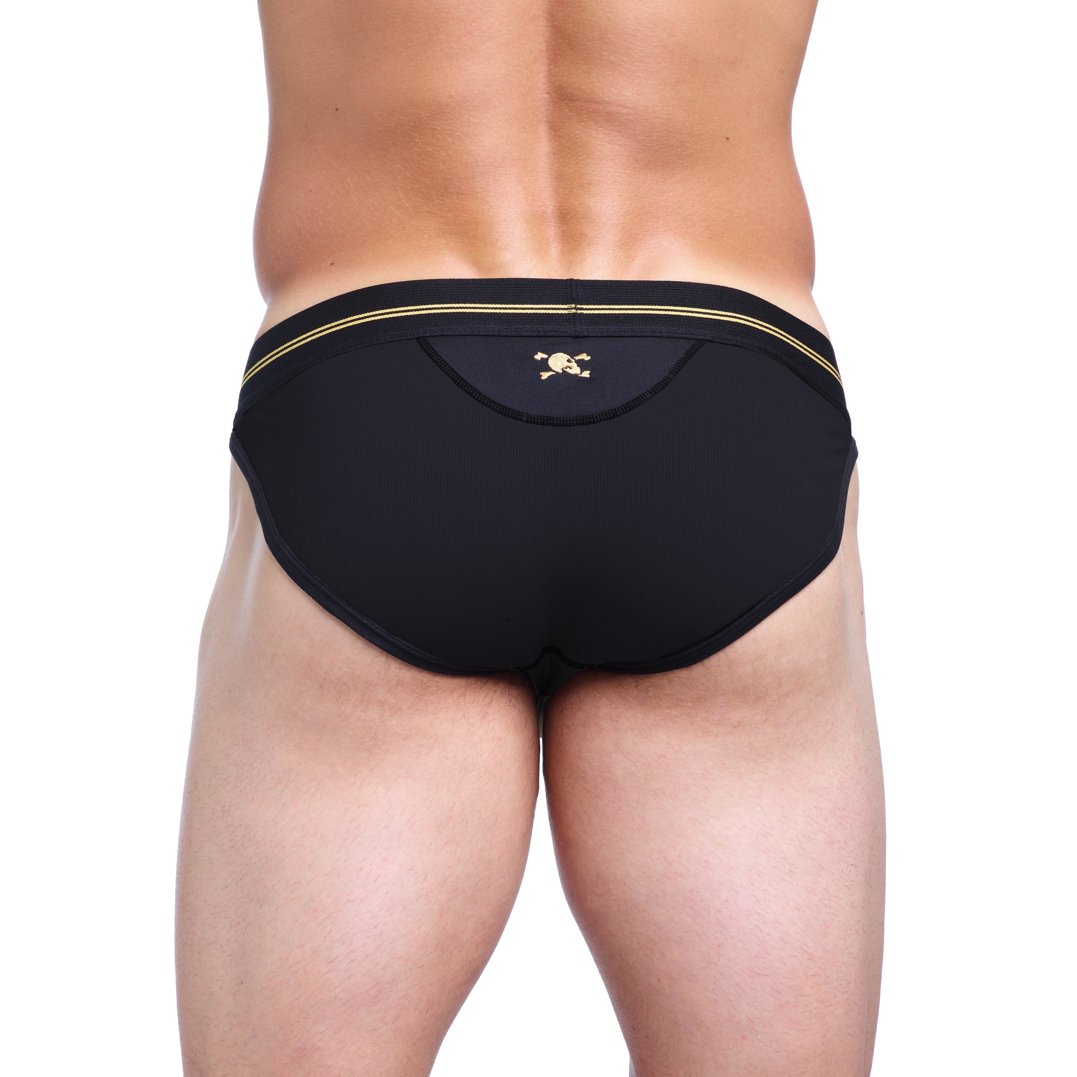 High-Performance Rib Sport Briefs for Men - Breathable & Comfortable Black Underwear for Running, Gym & Active Lifestyle