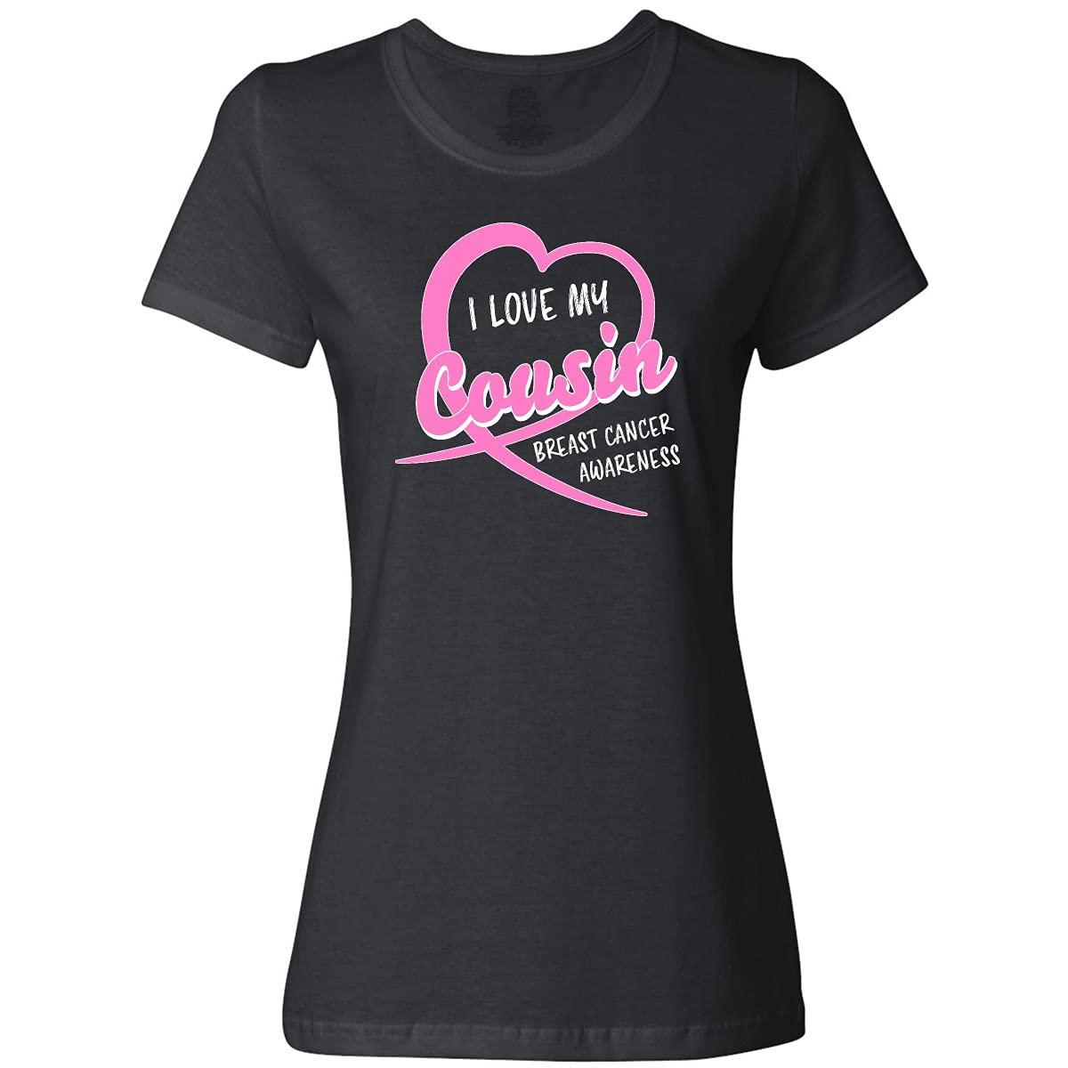 Inktastic I Love My Cousin Breast Cancer Awareness Pink Ribbon Women's T-Shirt - Soft Cotton Tee for Support & Awareness, Perfect for Fundraisers, Family Events & Survivor Celebrations