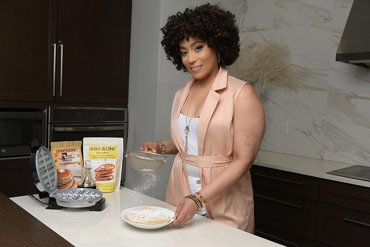 DivineKuizine Light & Fluffy Complete Pancake & Waffle Mix - 2lb | Easy to Use, Healthy Homemade Pancake & Waffle Mix | Perfect for Breakfast, Brunch, and Family Gatherings