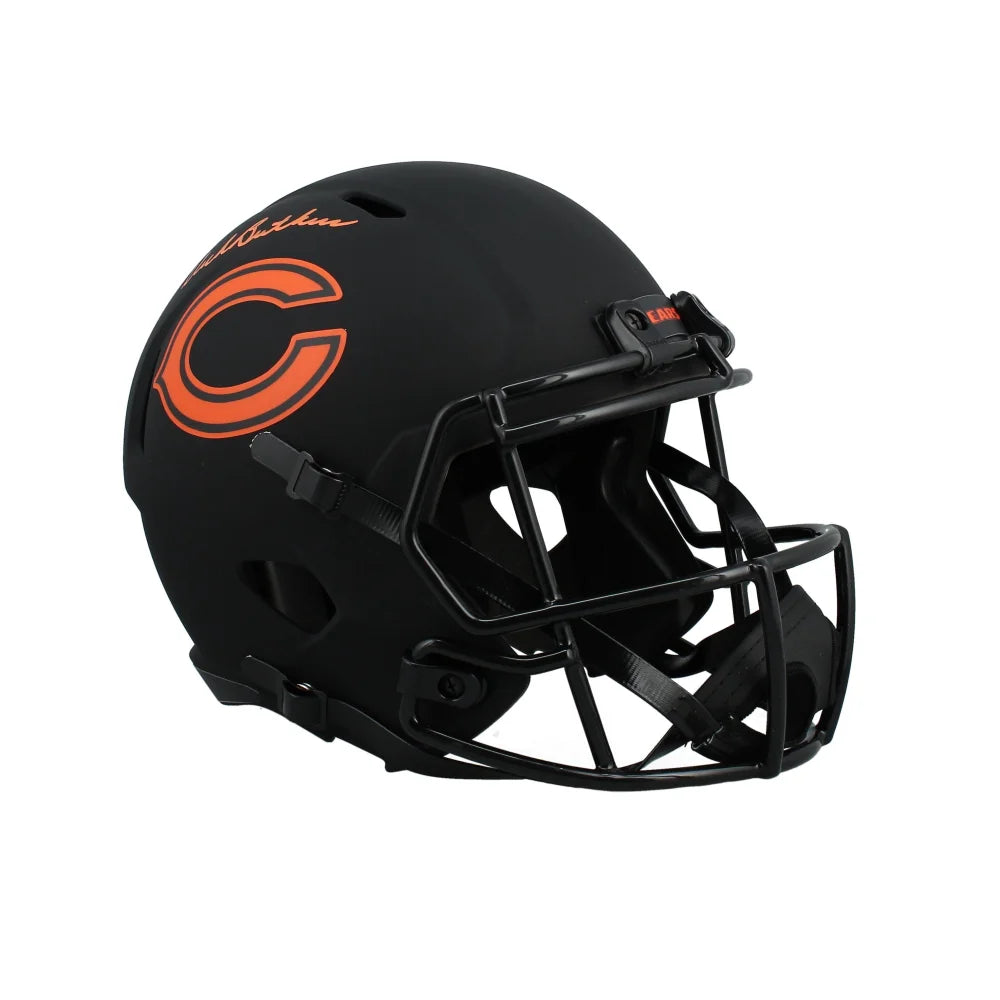 Authentic Dick Butkus Hand-Signed Chicago Bears Eclipse Black Full-Size Football Helmet with JSA COA - Perfect for Sports Memorabilia Collectors and Bears Fans Display