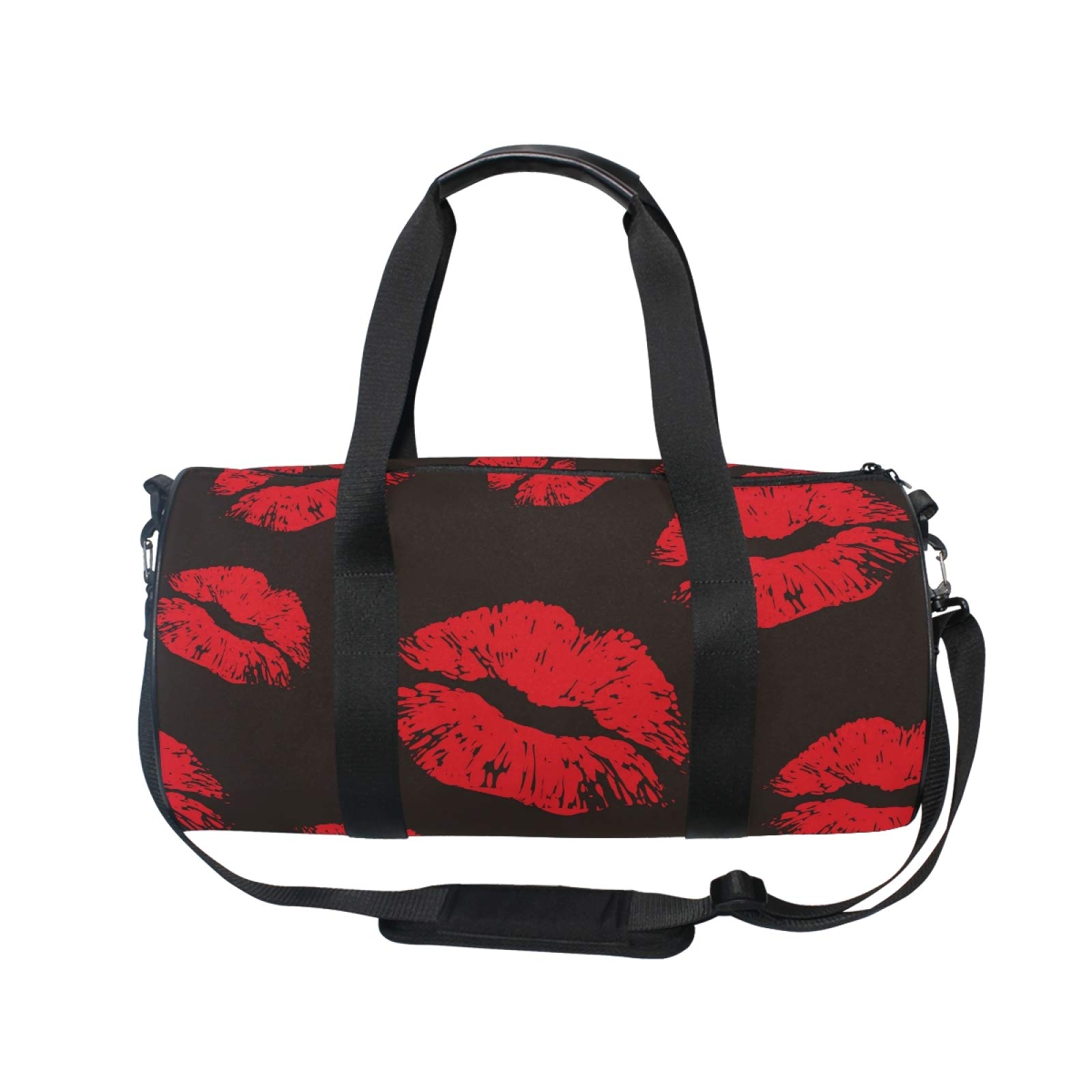 Premium Canvas Gym Bag for Men & Women - Durable Sports & Travel Duffle with Stylish Red Lips Print | Perfect for Gym, Workouts, Travel & Sports