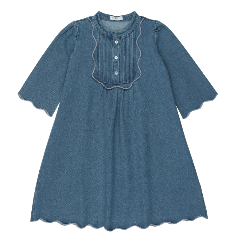COCO BLANC Scalloped Dress for Girls (5-12 Years) - Elegant Floral Lace Party Dress for Special Occasions, Weddings & Photos