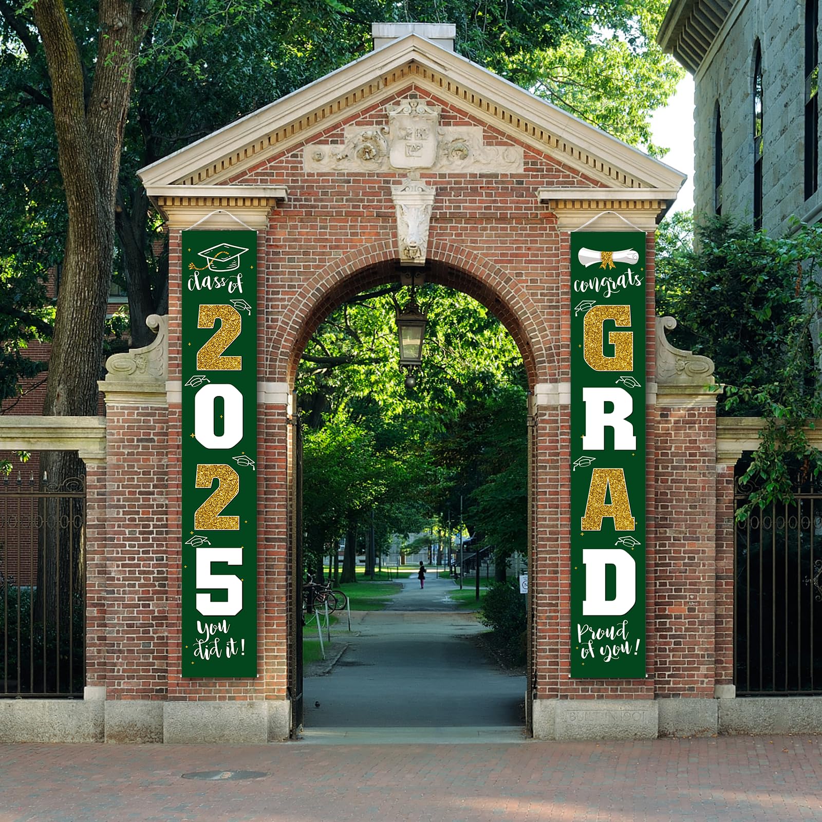 2025 Graduation Banner & Porch Sign - Green & Gold Decor for Class of 2025 Graduates Party | Perfect for Outdoor Yard Decorations & Graduation Celebration Photos