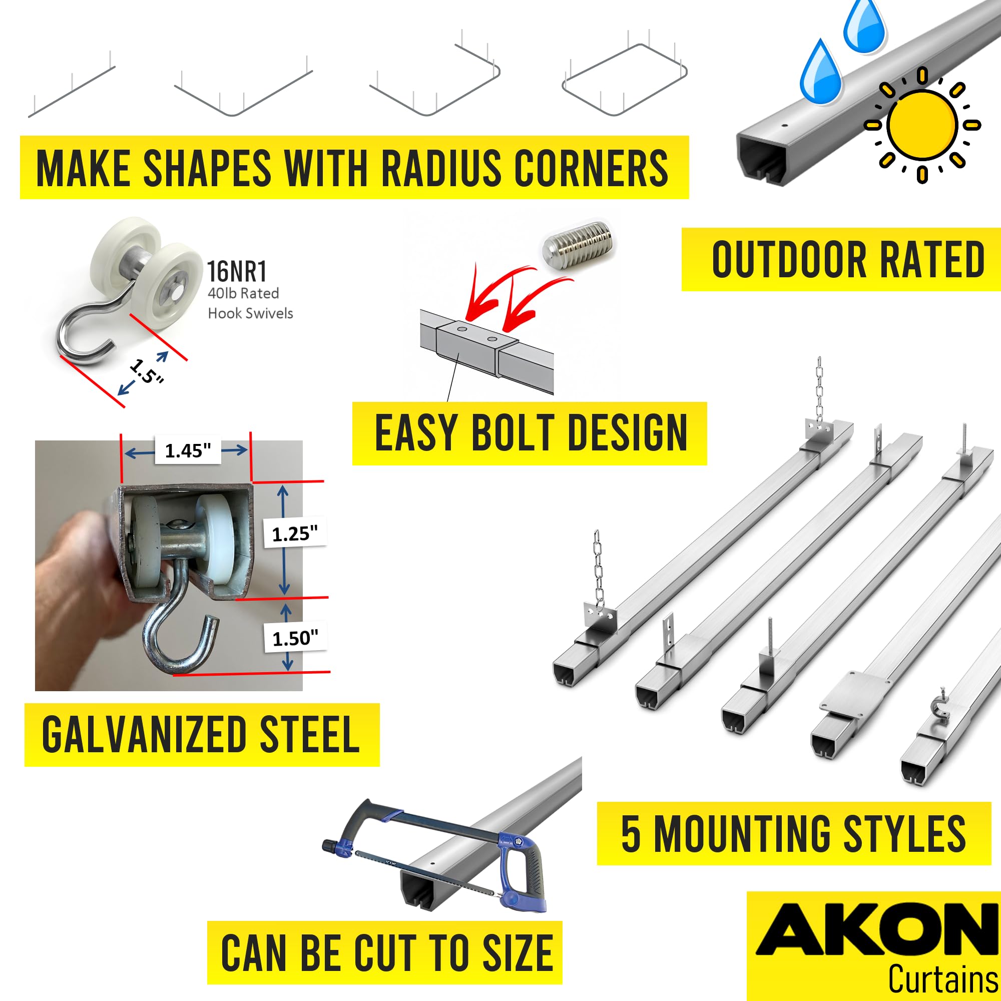 16 Gauge Galvanized Steel Outdoor Curtain Hooks - Easy to Install & Affordable for Patio, Porch, and Garden Decor