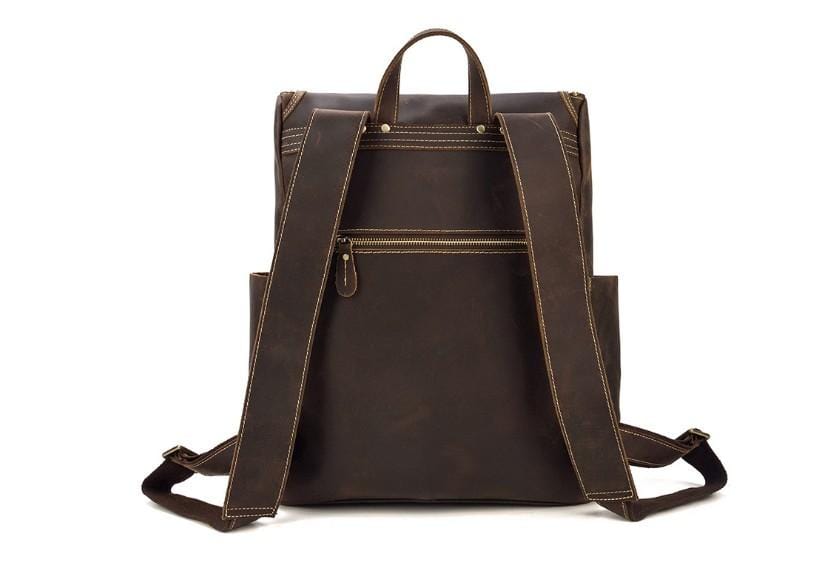 Buffalo Brown Genuine Leather Work Backpack for Men & Women - Durable Laptop Rucksack with USB Charging Port - Perfect for Office, Travel & College Commute