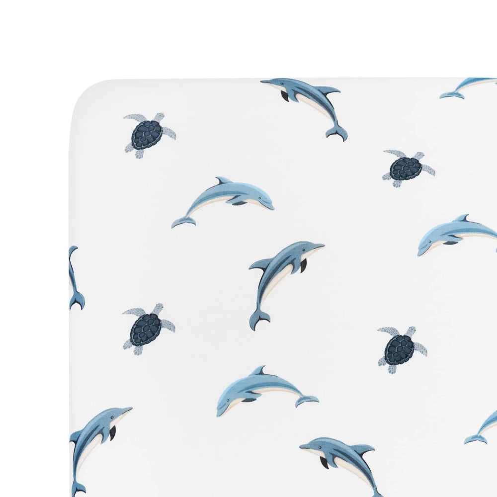 Kyte Baby Twin Sheet Set - Soft & Breathable Crib Bedding with Dolphin Print - Perfect for Nursery, Daycare & Baby Gifts