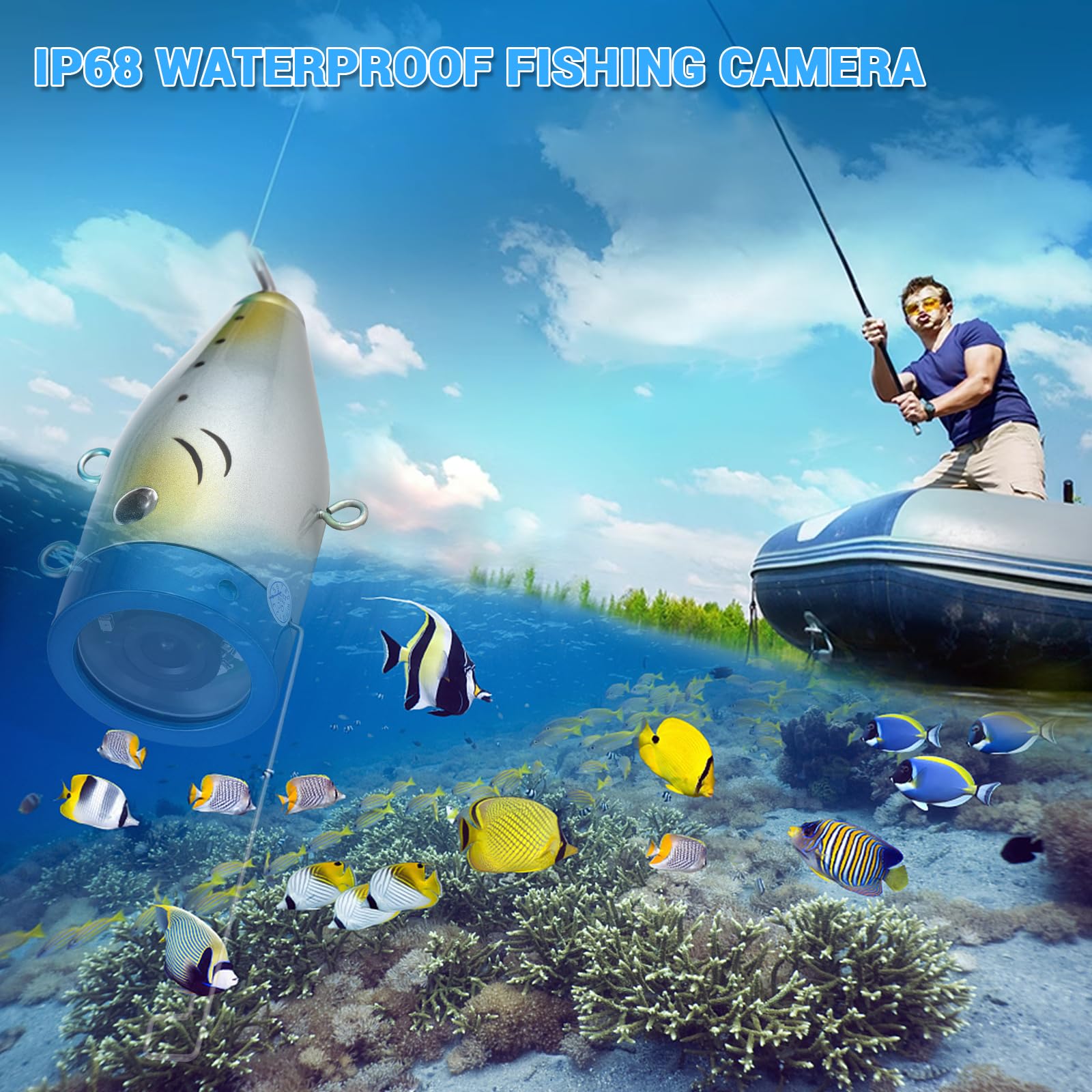Infrared Fishing Camera - Waterproof Underwater Fishing Camera with 12 IR LED Lights & 15M/30M/50M Cable - Ideal for Ice Fishing, Night Fishing, and Deep Sea Angling